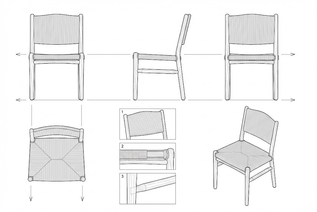 Kursi Makan Jati Anyaman Tali Minimalis Knox