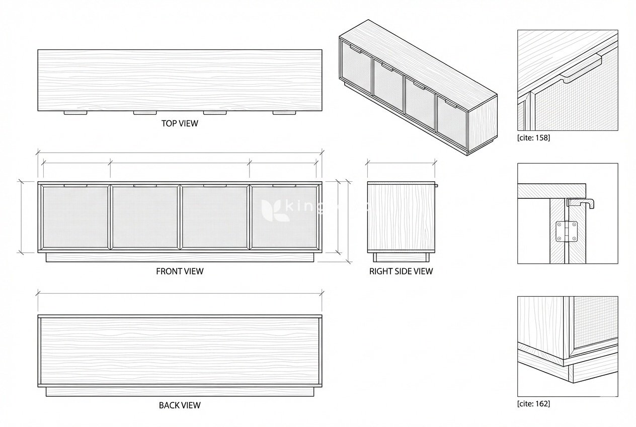 Bufet TV Kayu Jati Rotan Modern Minimalis - Lysander
