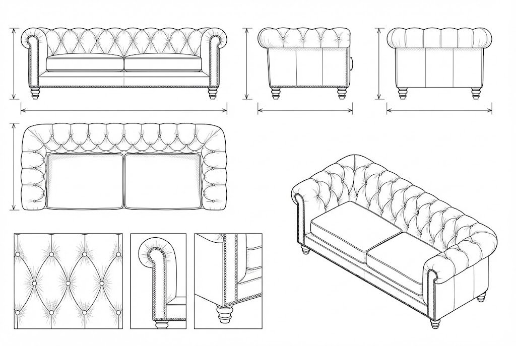 Sofa Chesterfield Kulit Hijau Tua Klasik Sota