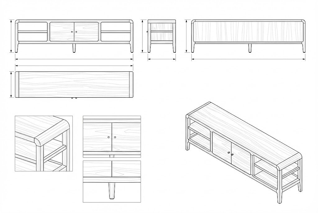 Meja TV Jati Solid Modern Minimalis Luke