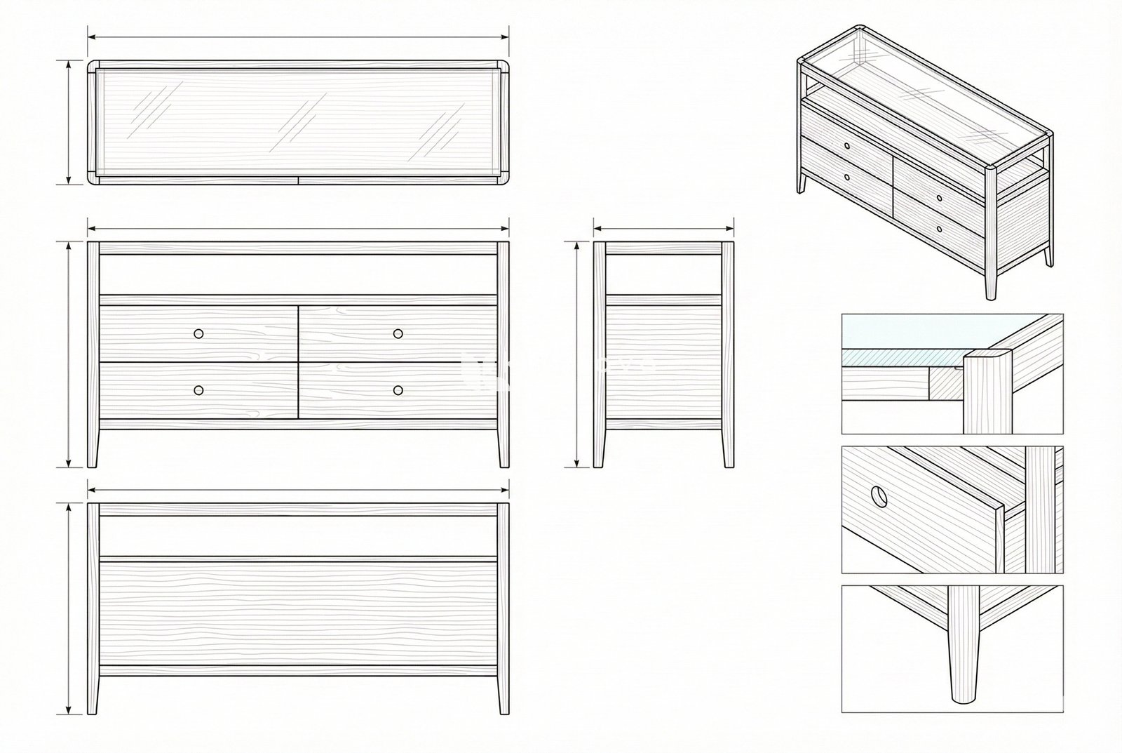 Bufet Laci Kayu Solid Modern Voyager