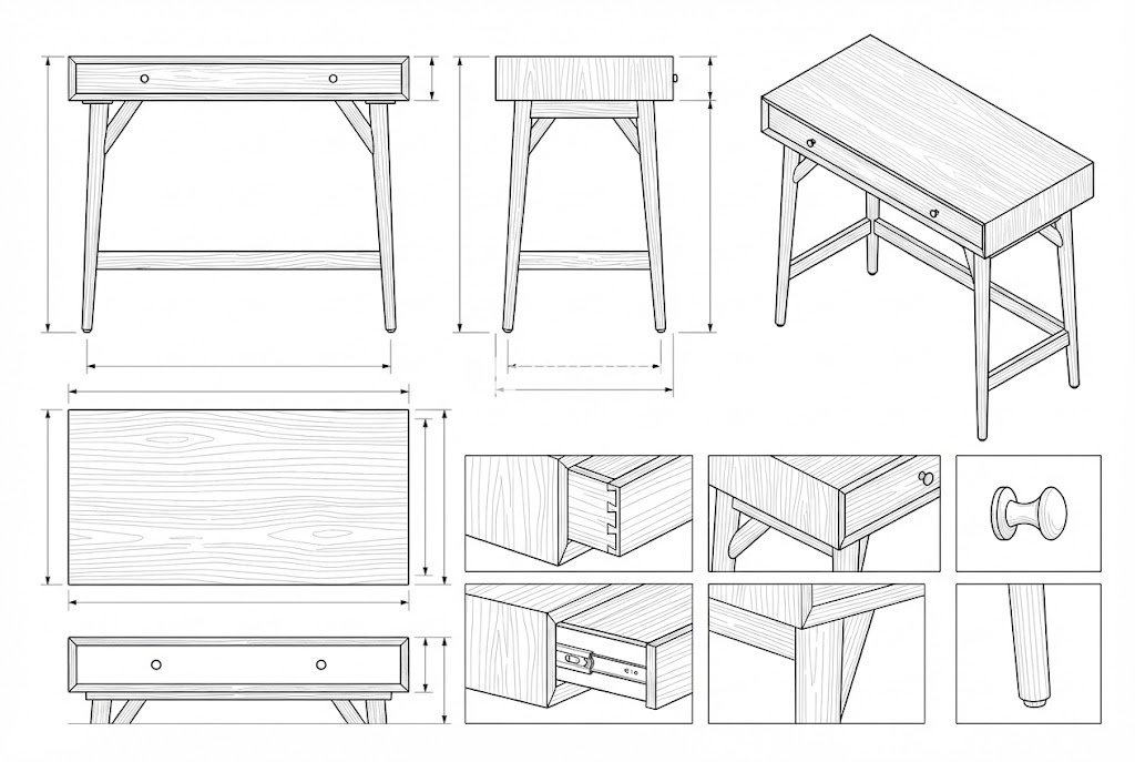 Meja Kerja Jati Minimalis - Natsuki