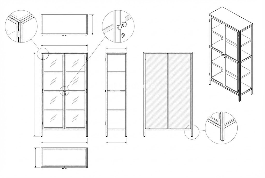 Lemari Pajangan Kayu Oak Minimalis | Vitrina Lucerna