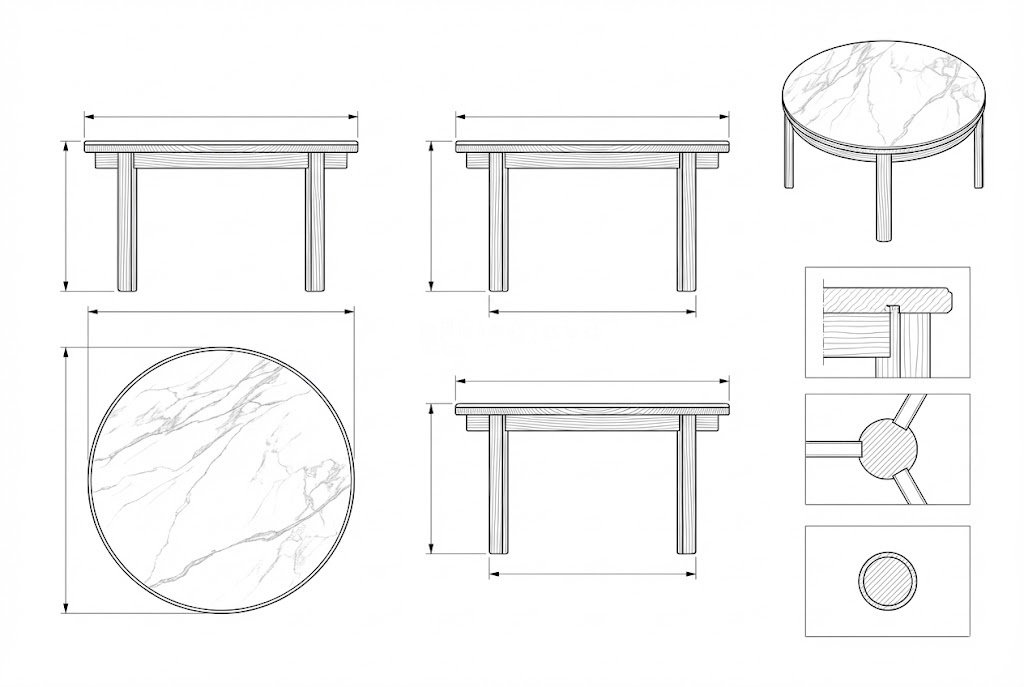 Meja Kopi Marmer Carrara - Desain Modern Minimalis