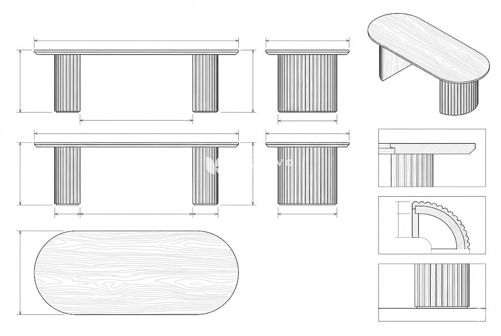 Meja Kopi Kayu Jati Oval Minimalis Modern - Kensington