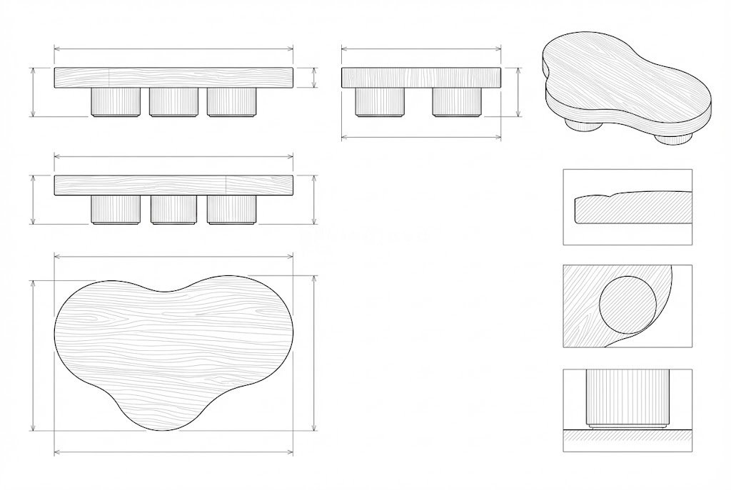 Meja Kopi Kayu Jati Bentuk Awan Modern - Isabella