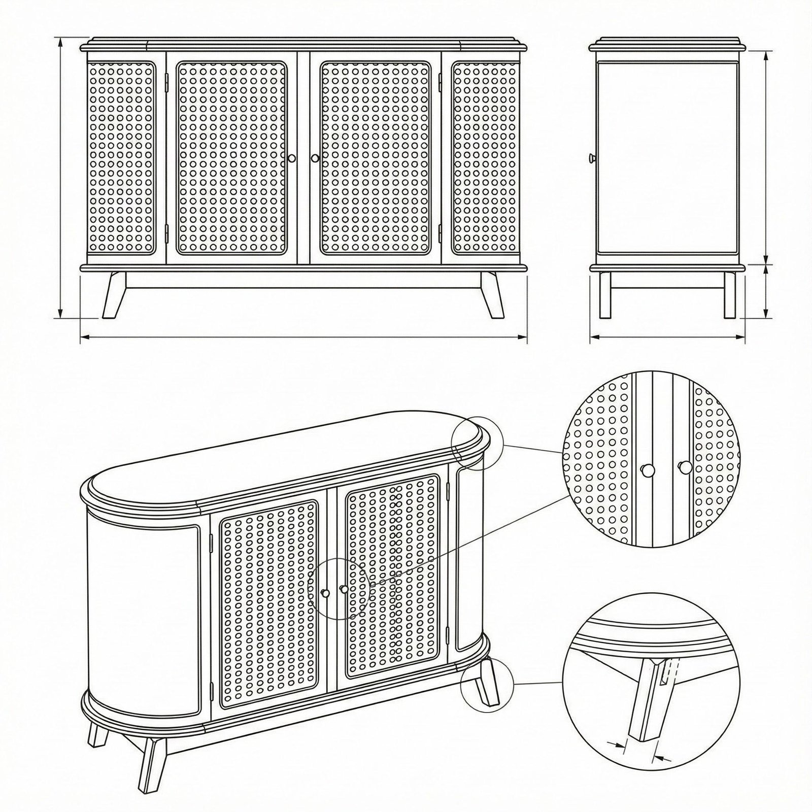 Lemari Kabinet Rotan Kayu Jati Retro Serenata