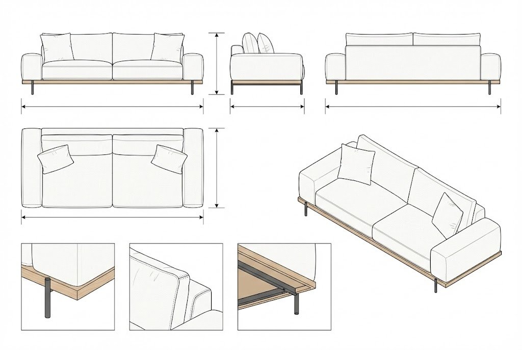 Sofa Minimalis Polyster dengan Rangka Kayu Ophelia