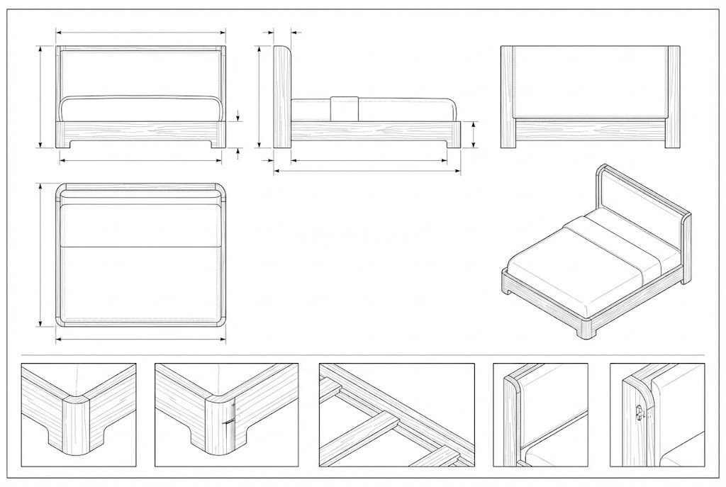 Tempat Tidur Jati Minimalis Headboard jok Sophie
