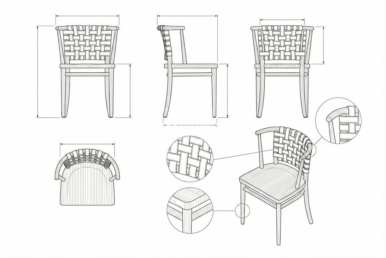 Kursi Makan Kayu Anyaman Kulit Thornton