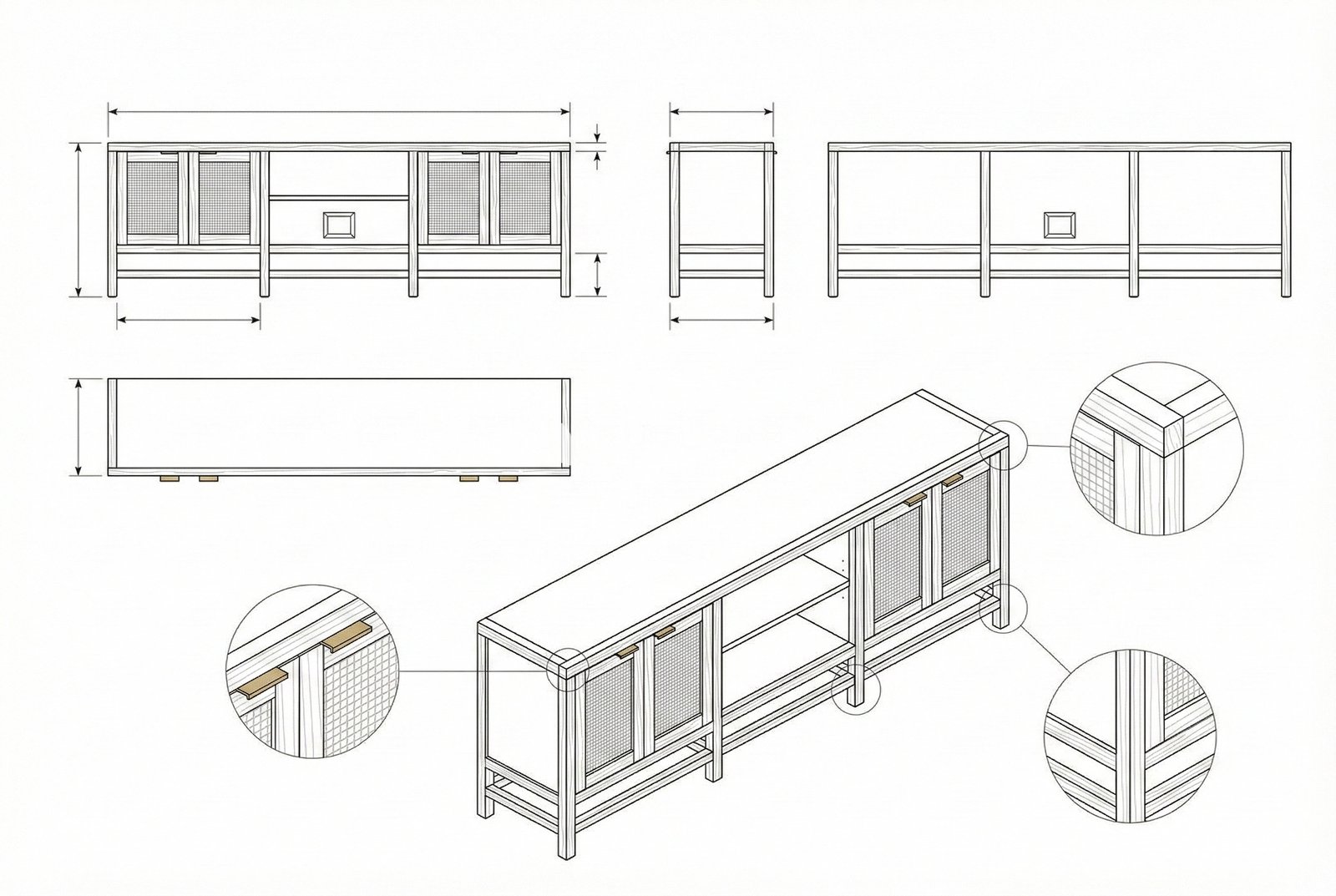 Bufet TV Kayu Rotan Minimalis Lincoln
