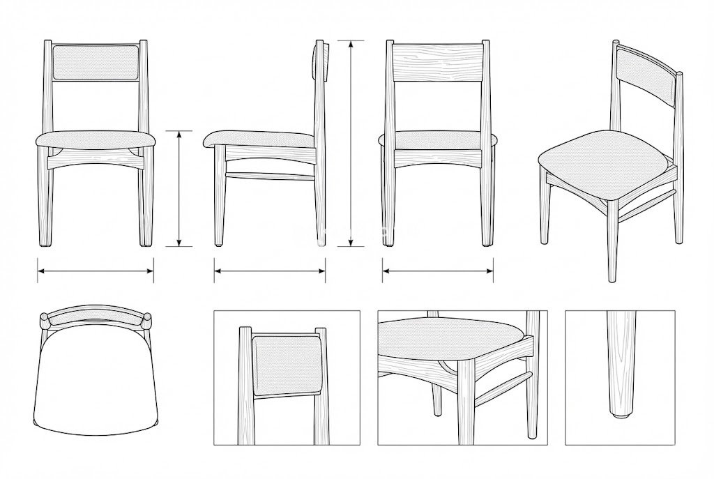 Kursi Makan Jati Modern Minimalis Jok Krem - Meida