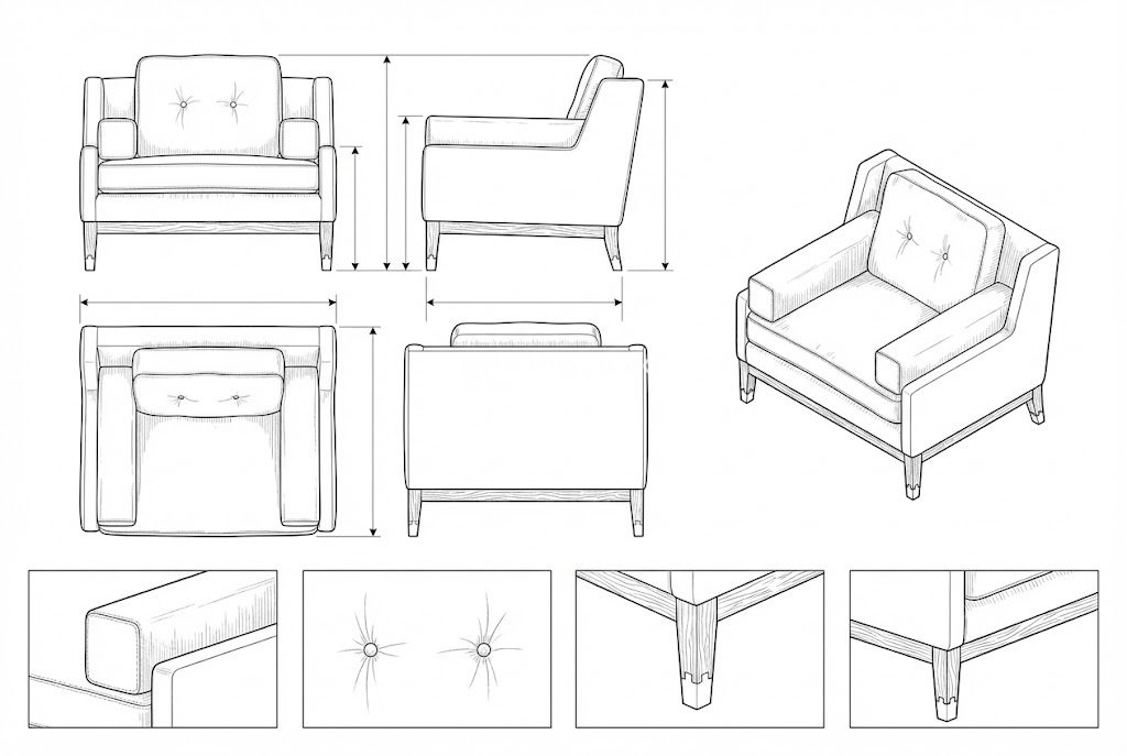 Sofa 1 Seater Velvet Biru Tua Modern Aksen Logam - Valencia