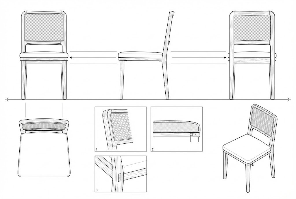 Kursi Makan Kayu Anyaman Rotan Modern Remus