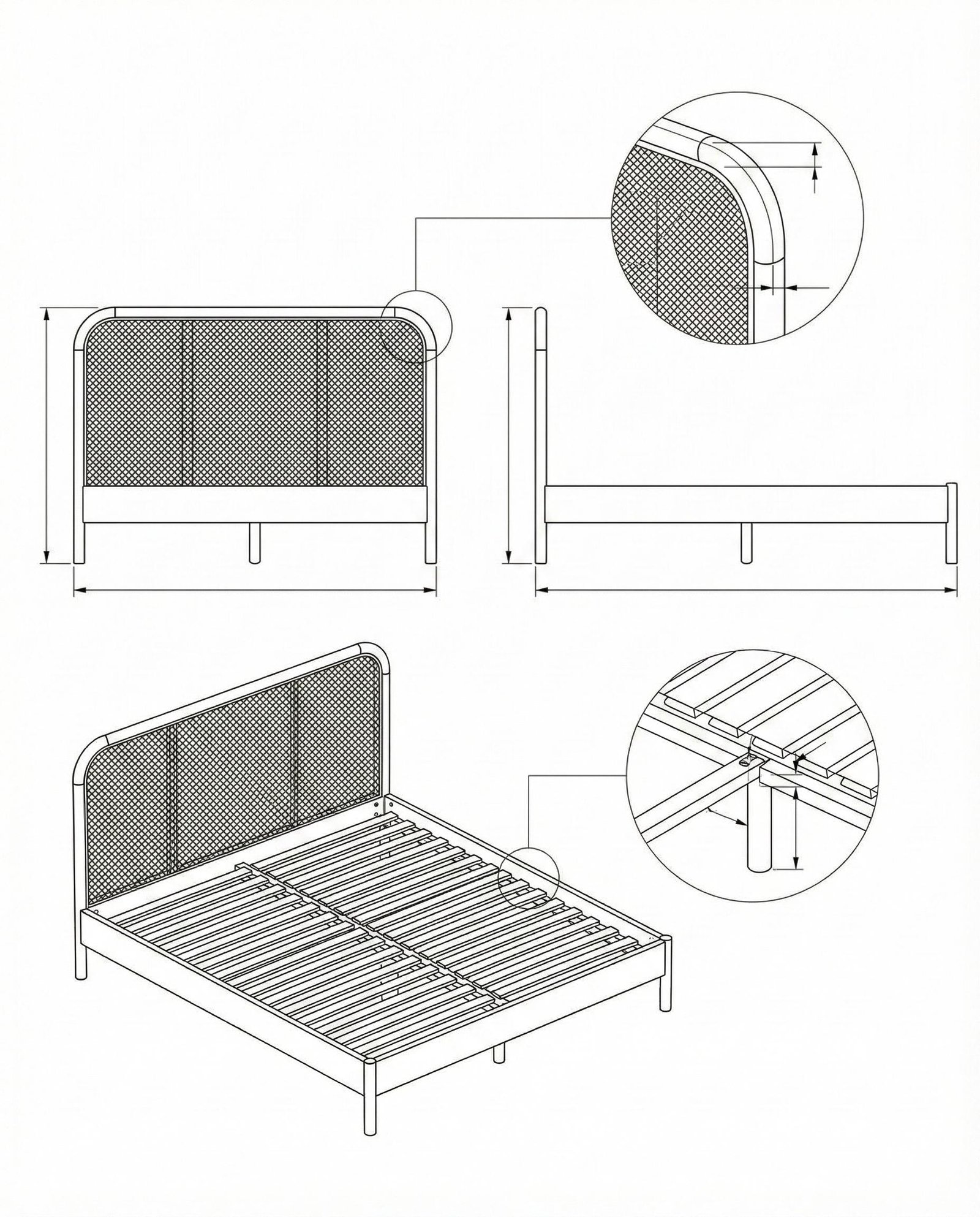 Tempat Tidur Minimalis Rotan Kayu Solid Scandia