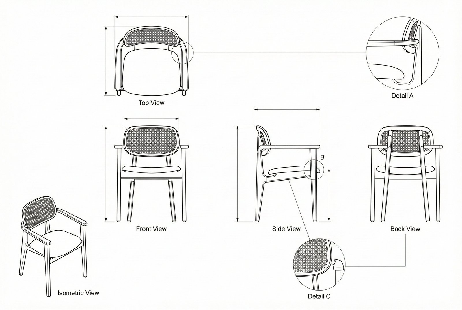 Kursi Makan Kayu Rotan Modern Windsor