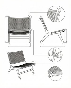 Kursi Minimalis Rotan Kayu Jati Natura