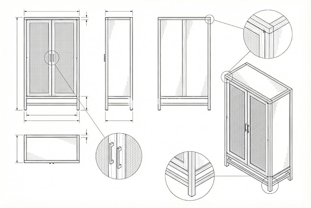 Lemari Pakaian Rotan Kayu Minimalis Riverside