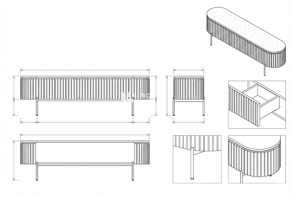 Meja TV Kayu Bergaris Hitam Minimalis Modern - Supreme