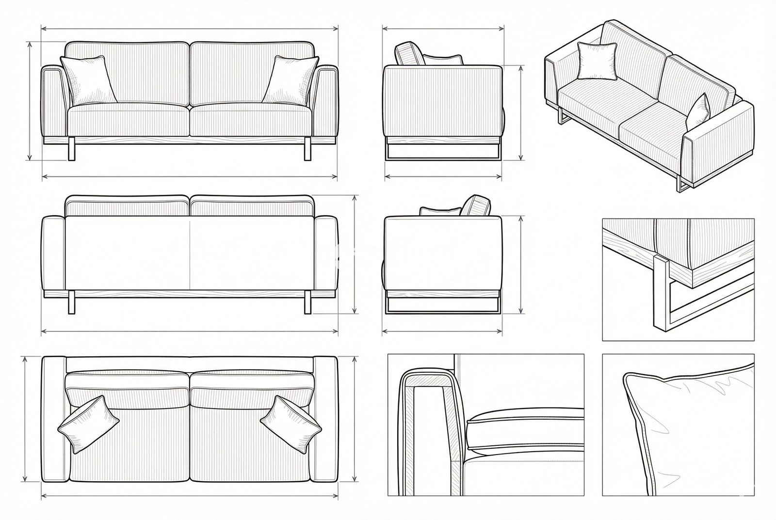 Sofa Dua Dudukan Kain Linen Modern Magnus