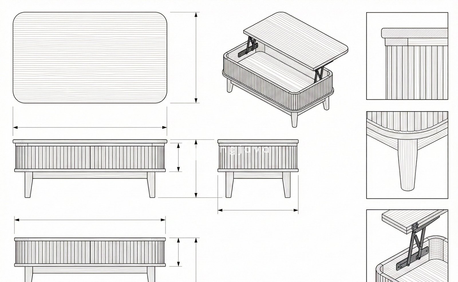 Meja Kopi Kayu Jati Lift-Top Minimalis Akira - King Java