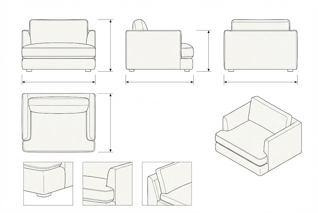 Sofa Single Minimalis Kain Krem - Cascade | Modern & Nyaman