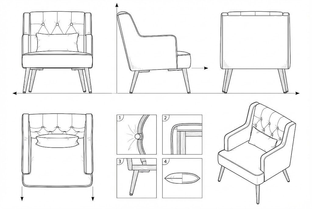 Kursi Lengan Kulit Sintetis Modern Bjørn