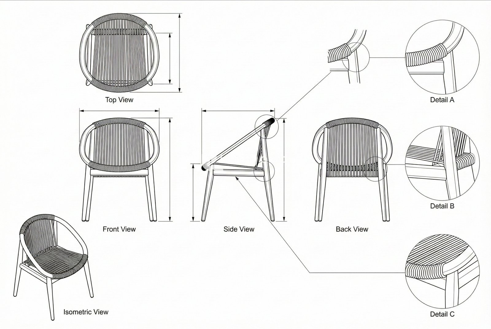 Kursi Cafe Rotan Kayu Jati Trenton