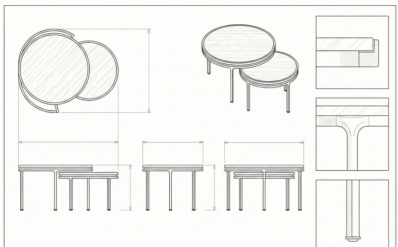 Set Meja Kopi Marmer Brushed Gold Midori | Modern Minimalis