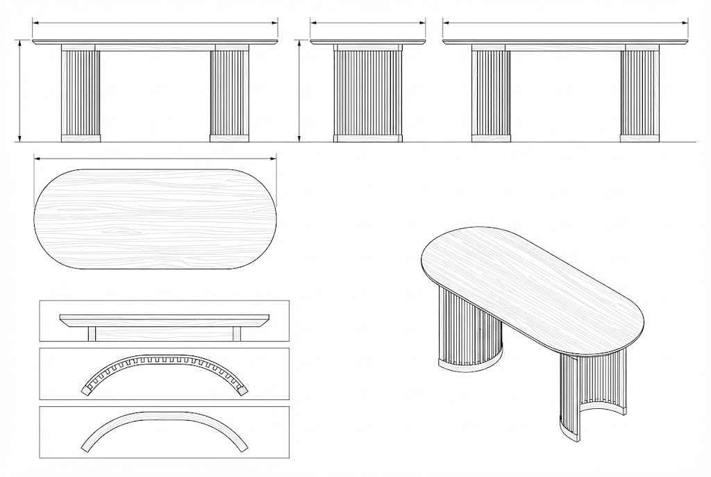Meja Makan Oval Jati Desain Vertikal Katrin