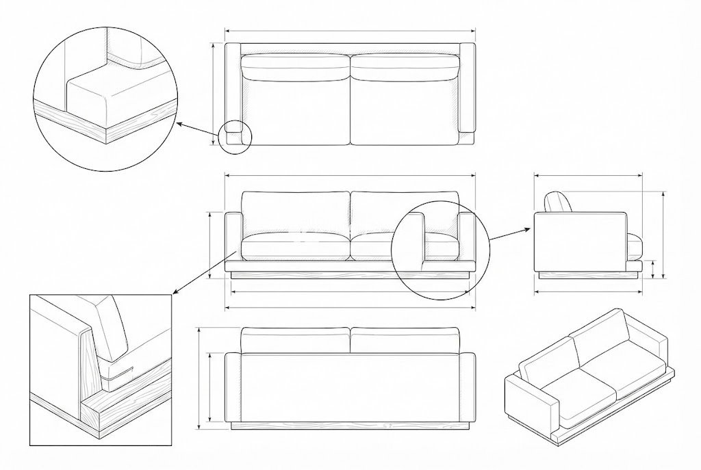 Sofa Dua Dudukan Linen Kayu Minimalis Platform Rendah - Zephyr
