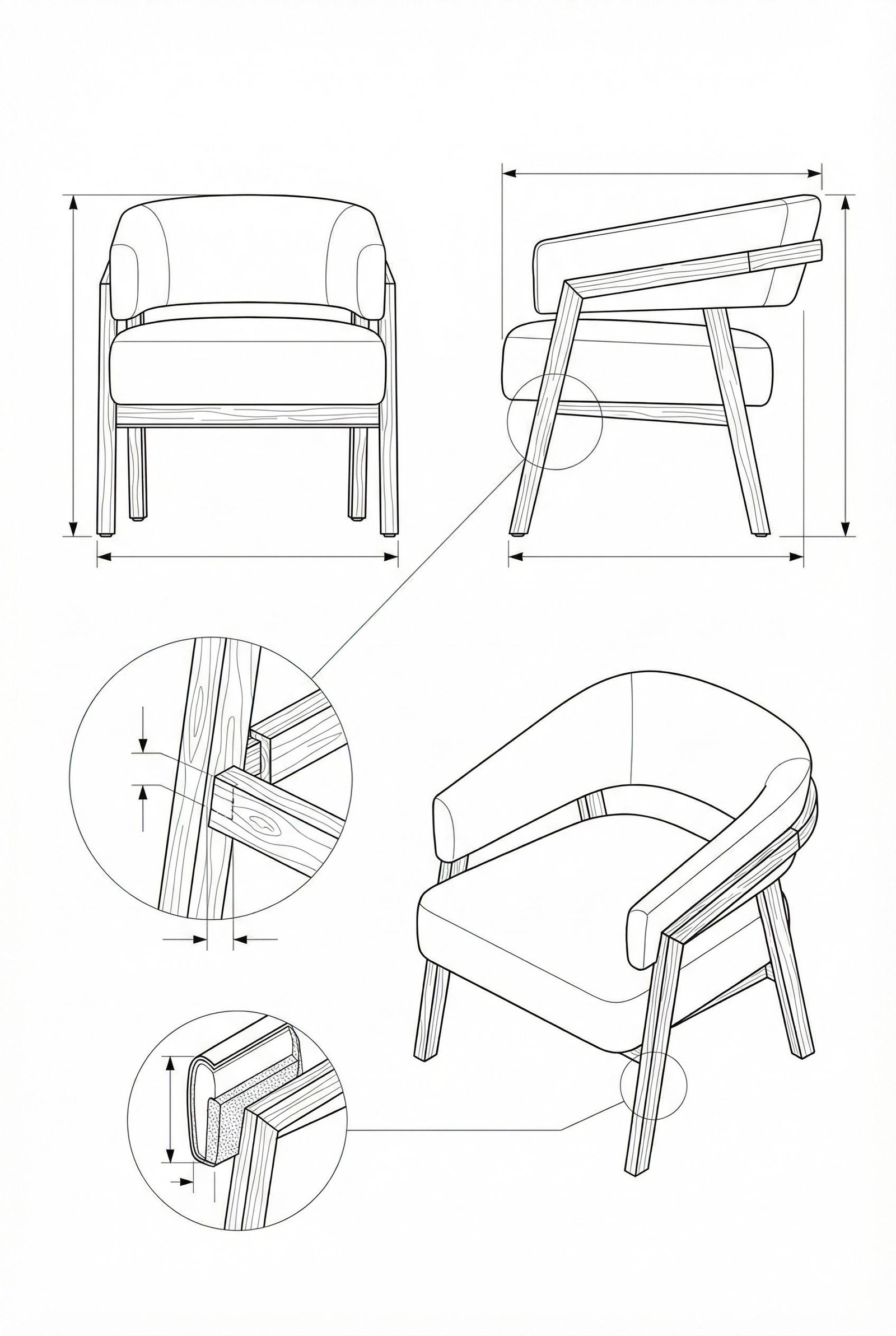 Kursi Lounge Modern Boucle Kayu Solid Serenity
