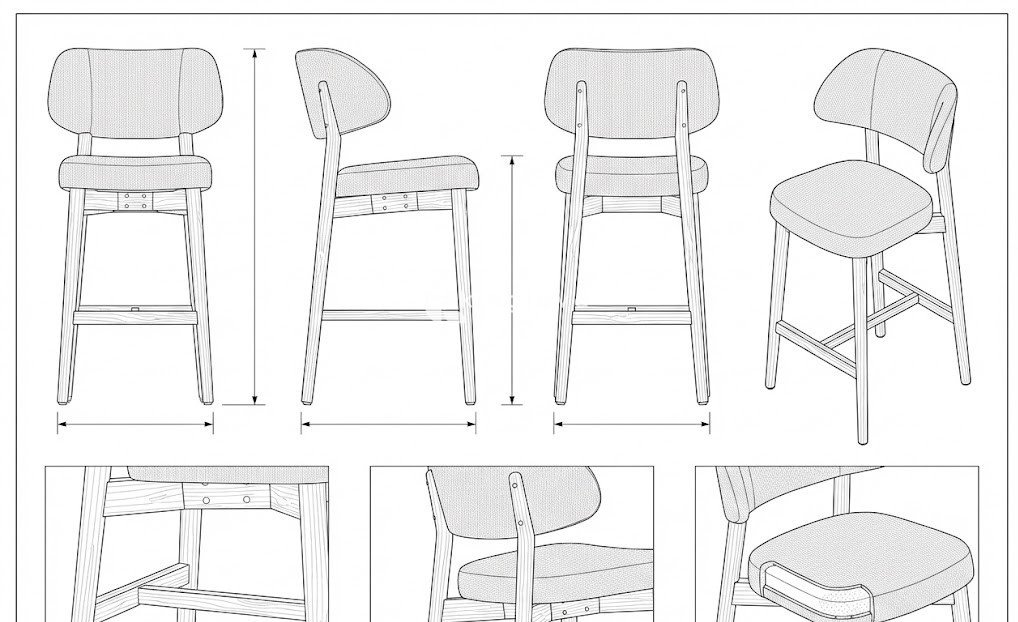 Kursi Bar Kayu Jati Solid Modern Minimalis Sora | King Java