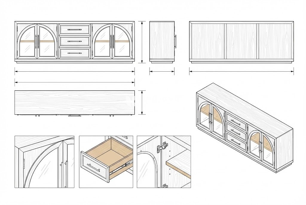 Bufet Jati Hitam Modern - Eirik