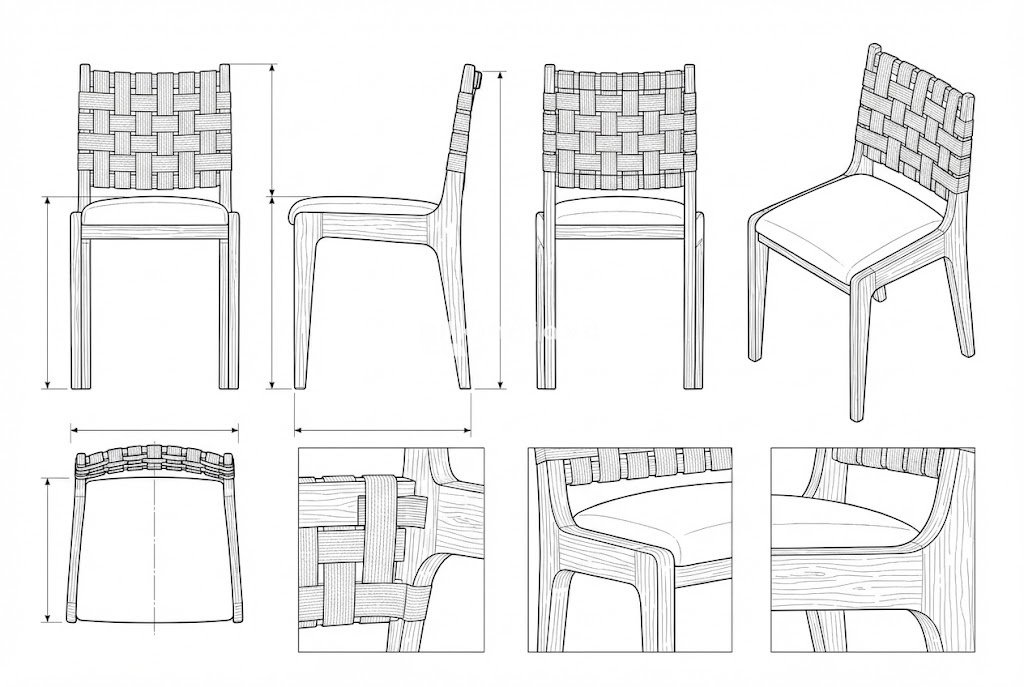 Kursi Makan Kayu Anyaman Modern Theron