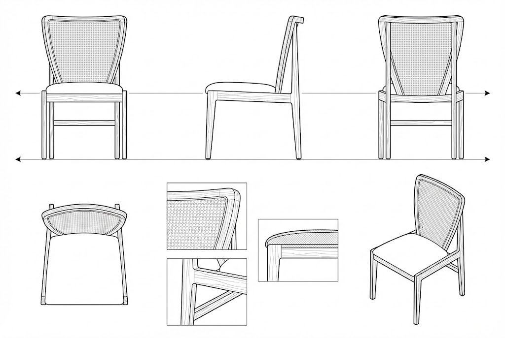Kursi Makan Jati Rotan Modern Minimalis - Isaiah