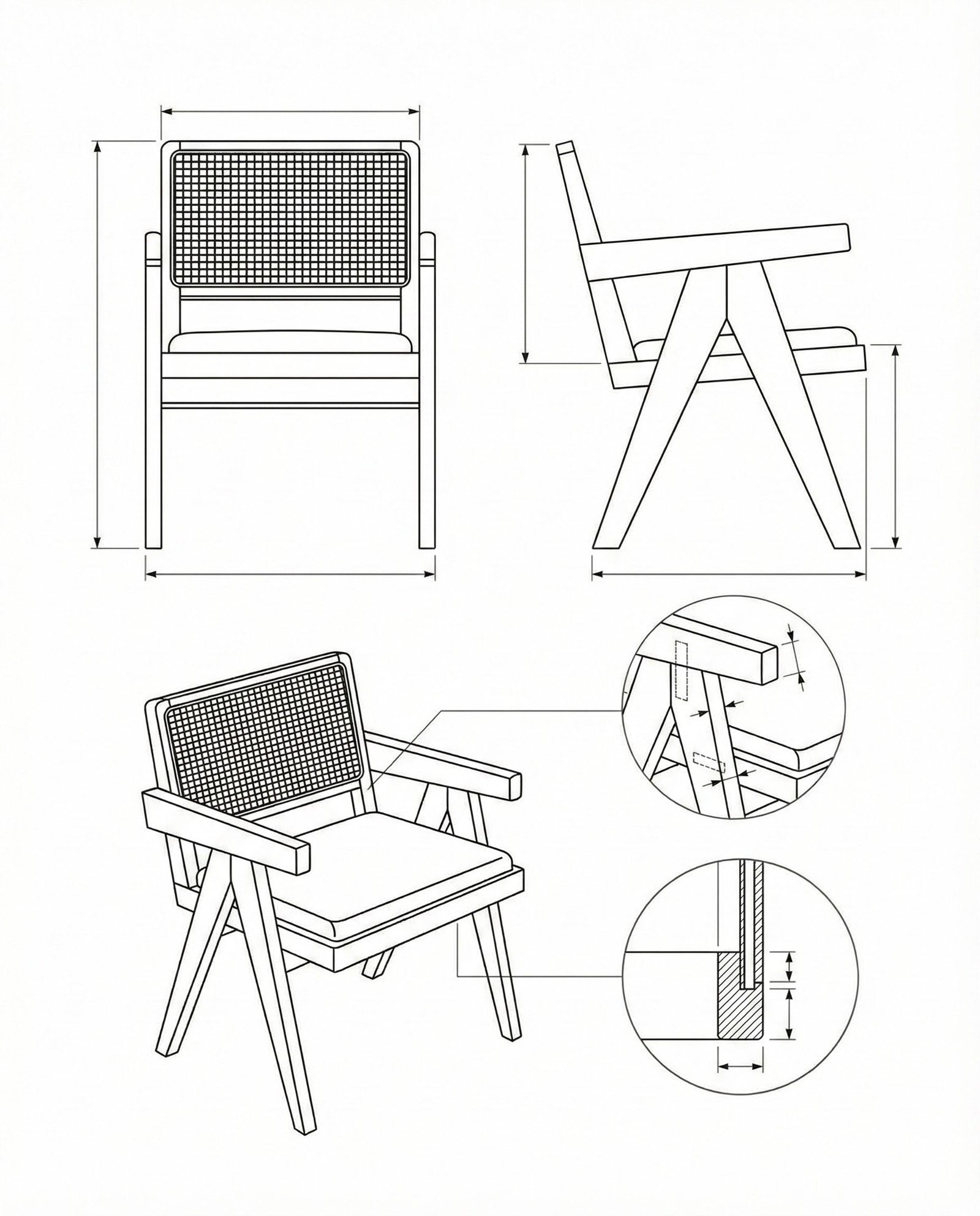 Kursi Santai Minimalis Kayu Jati Rotan Anyam Zephyr