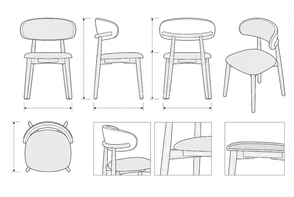 Kursi Makan Kayu Solid Lapisan Kulit Modern Oscar