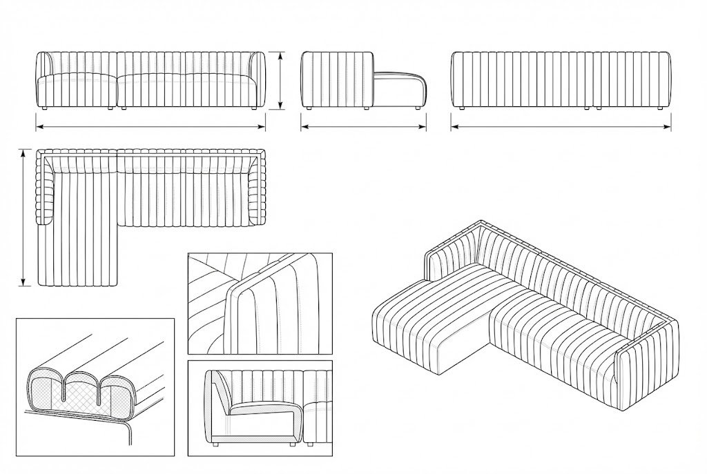 Sofa L Kain Beludru Modern Bergaris - Samuel