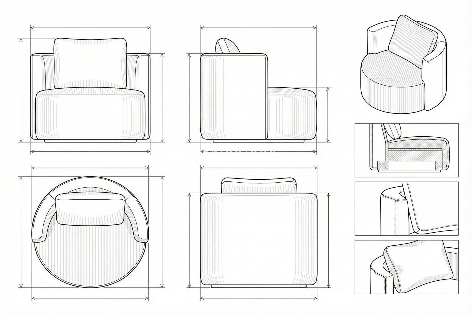 Kursi Putar Boucle Modern Minimalis Felix