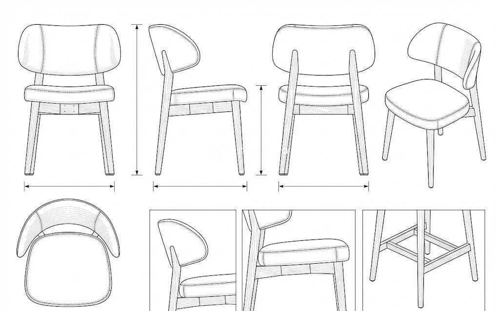 Kursi Makan Astrid: Kayu Solid & Kulit Sintetis Minimalis Modern
