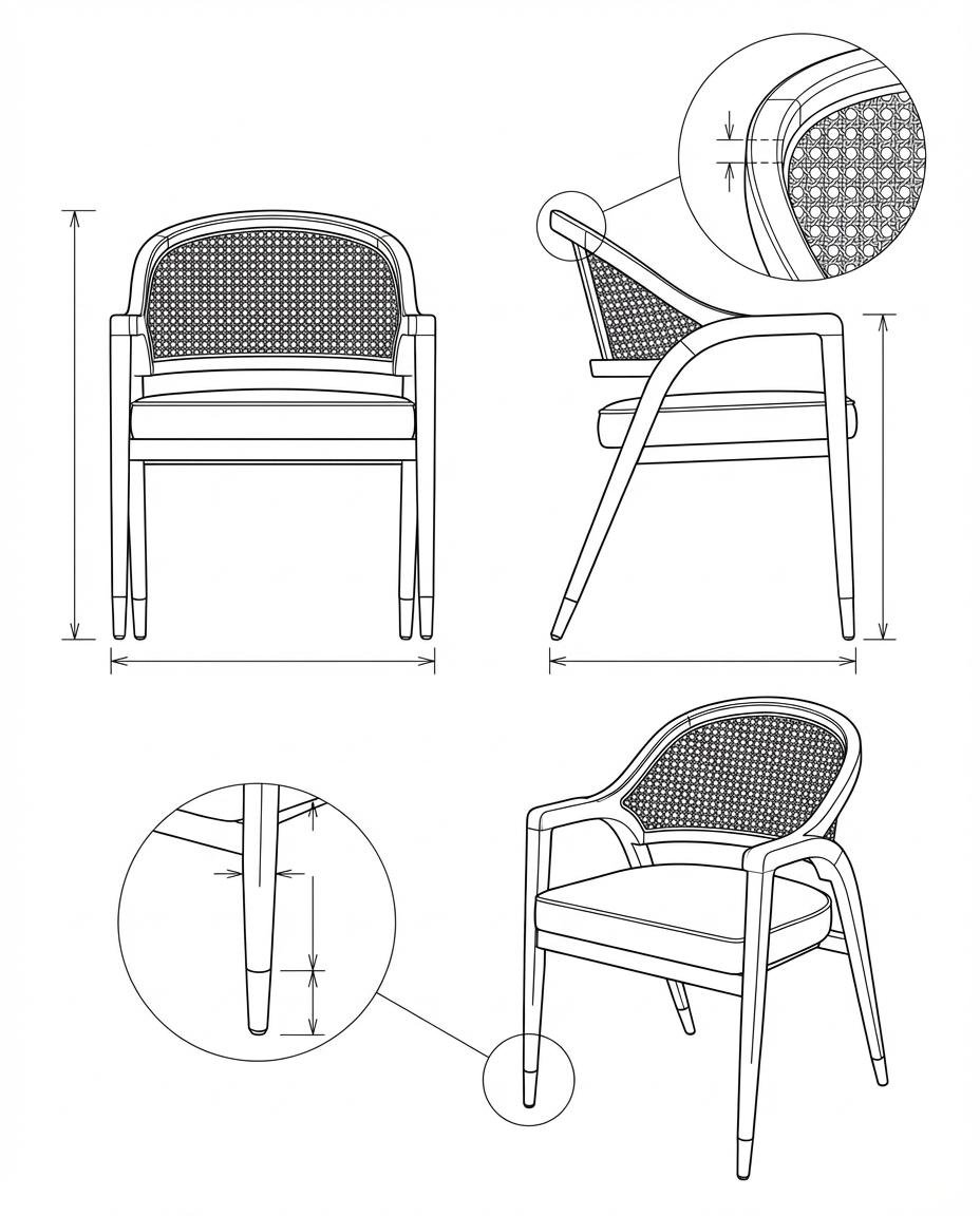 Kursi Makan Rotan Kayu Jati Modern Klasik Lumina