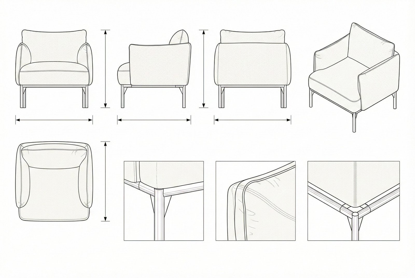 Kursi Lengan Jati Kanvas Minimalis Modern Amélie