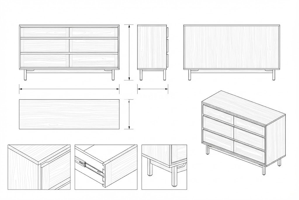 Laci Penyimpanan Kayu Solid Mid-Century Modern - Sovereign