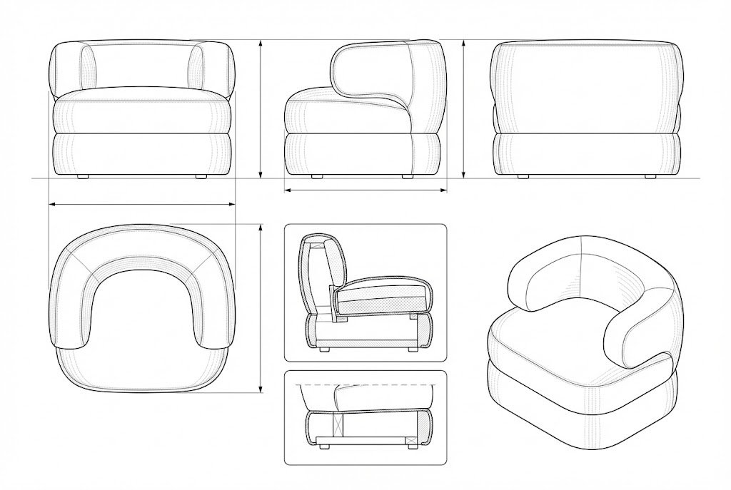 Kursi Berlengan Jati Kain Canvaz Modern Minimalis - Vane