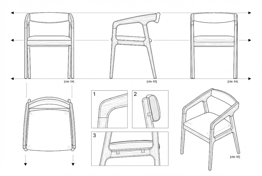 Kursi Makan Jati Solid Kain Kanvas Minimalis Blade