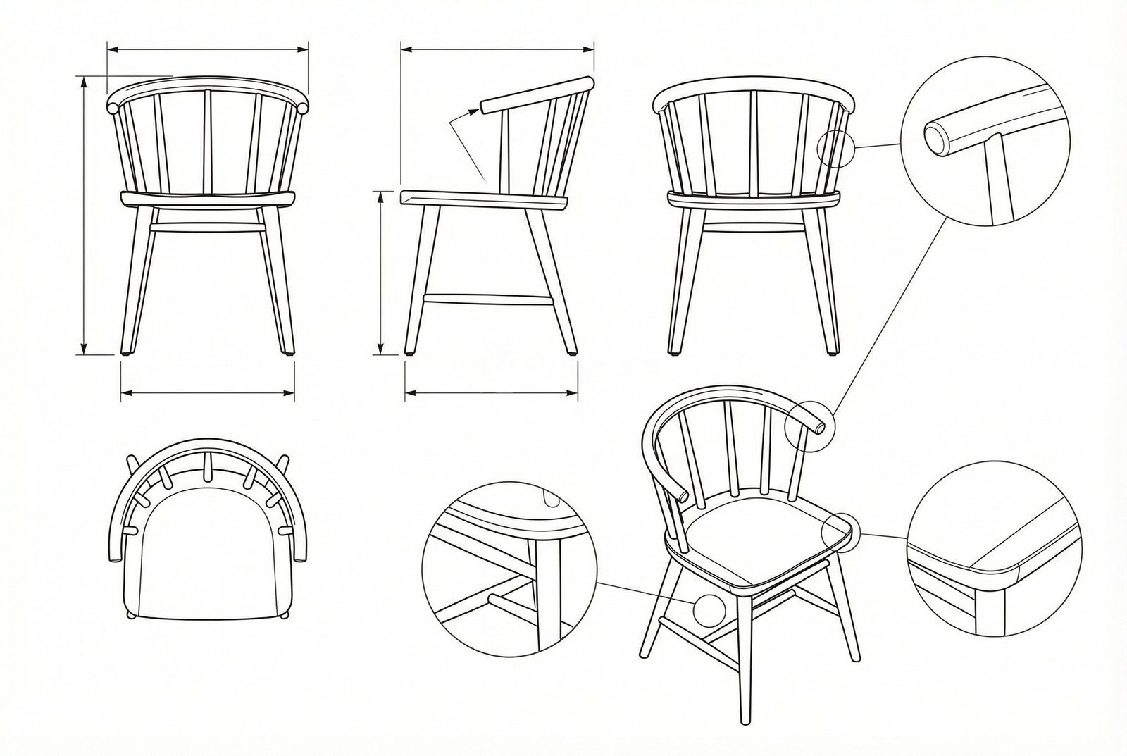 Kursi Makan Kayu Windsor Xavier