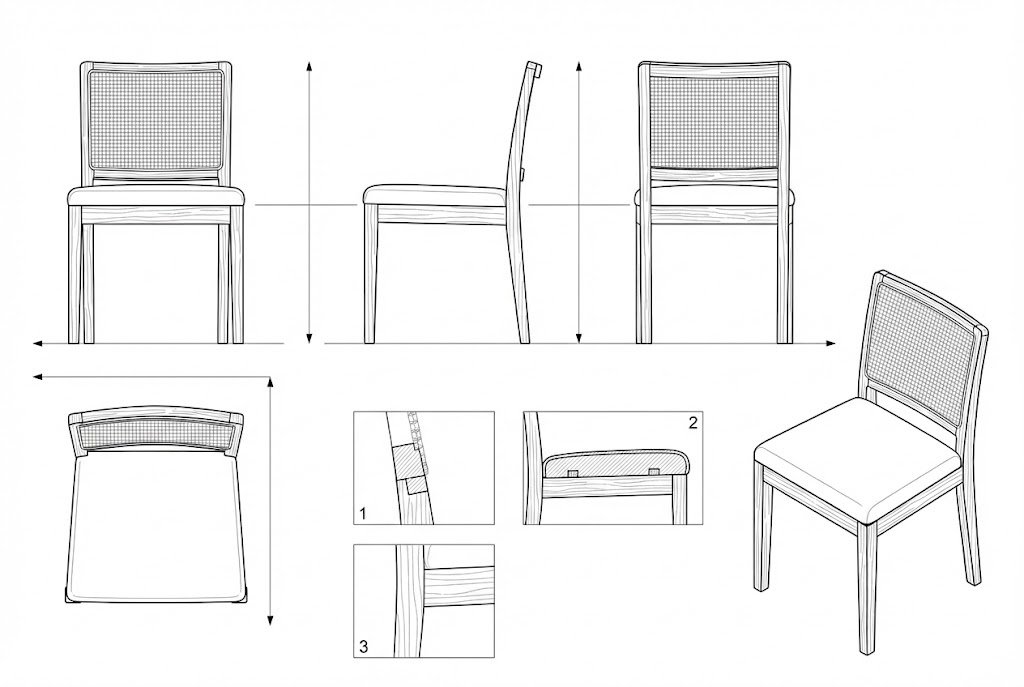 Kursi Makan Kayu Anyaman Rotan Modern Alexander