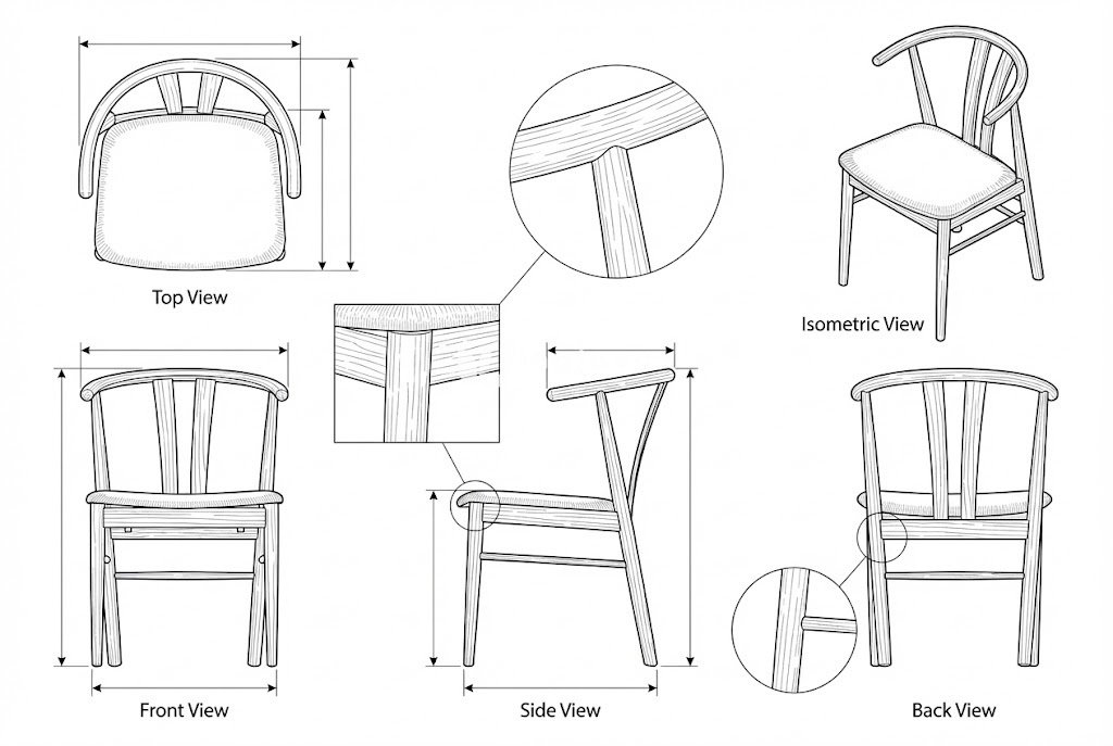 Kursi Cafe Kayu Solid Minimalis Sandaran Melengkung - Umbra