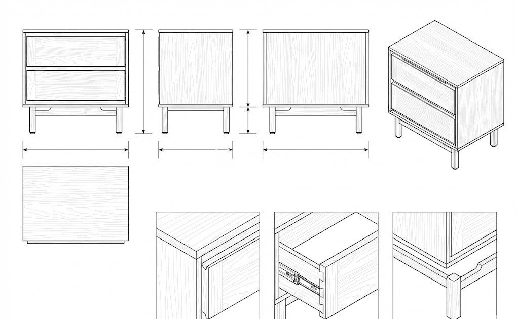 Nakas Laci Kayu Jati Solid Mid-Century Modern Takumi